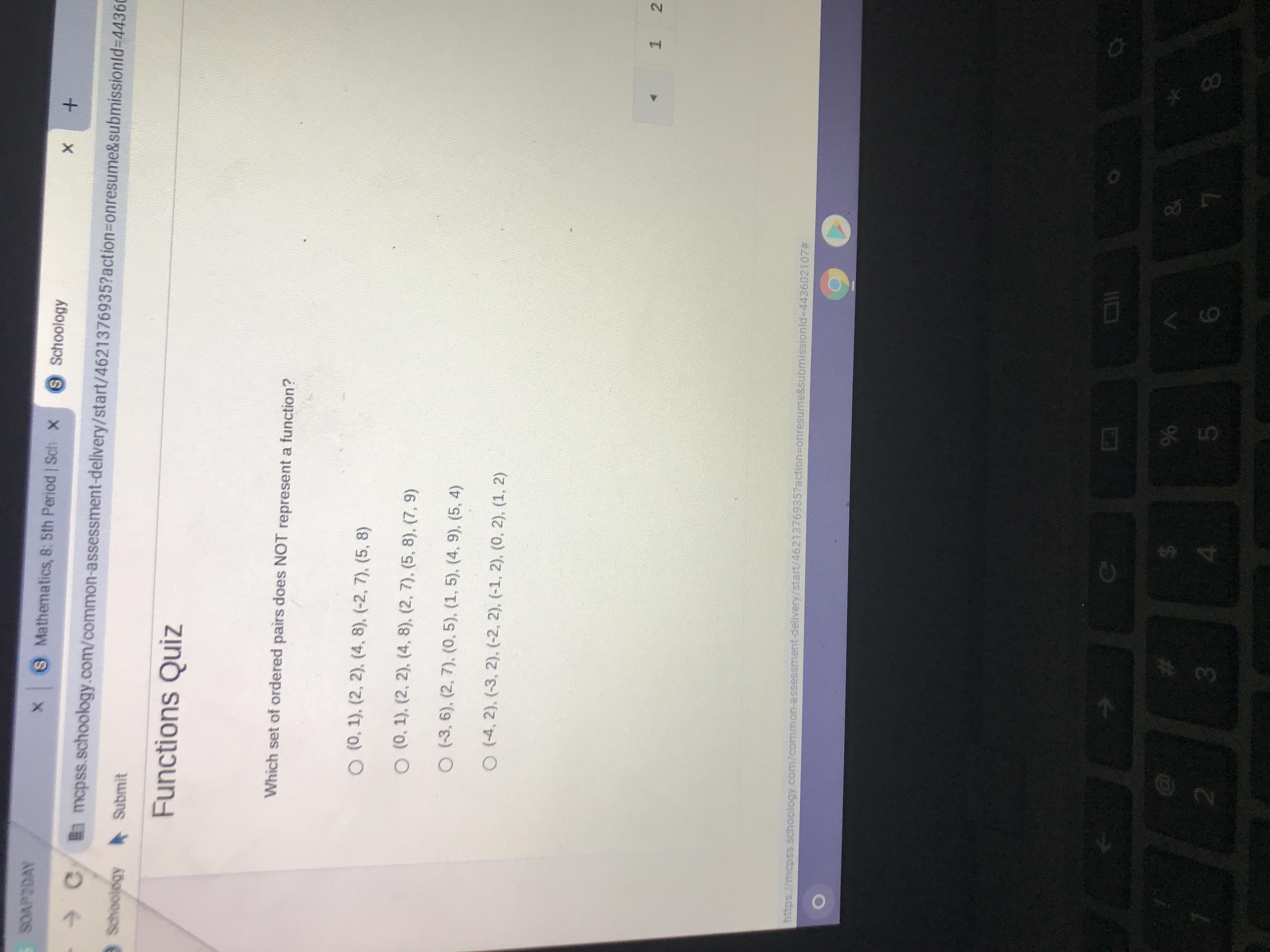 Which set of ordered pairs does Not represent a function