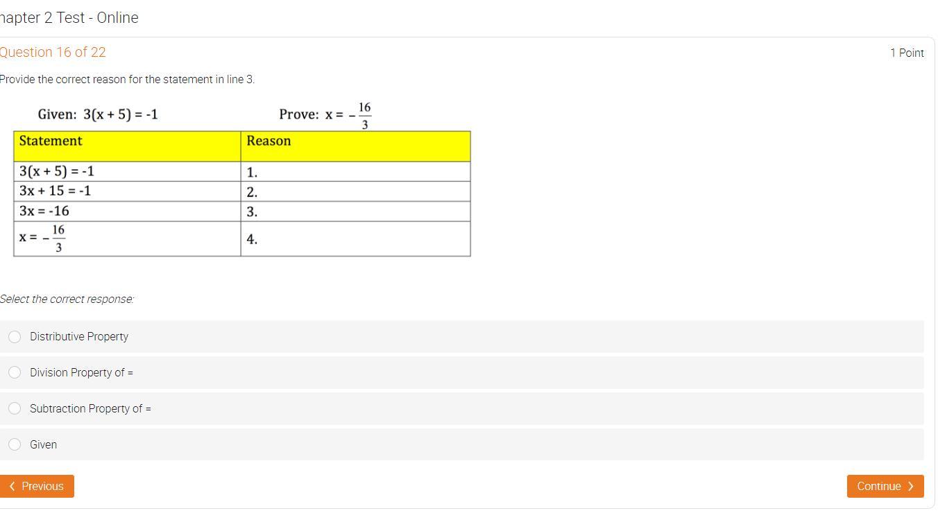 Provide the correct reason for the statement in line 3. (please help)
