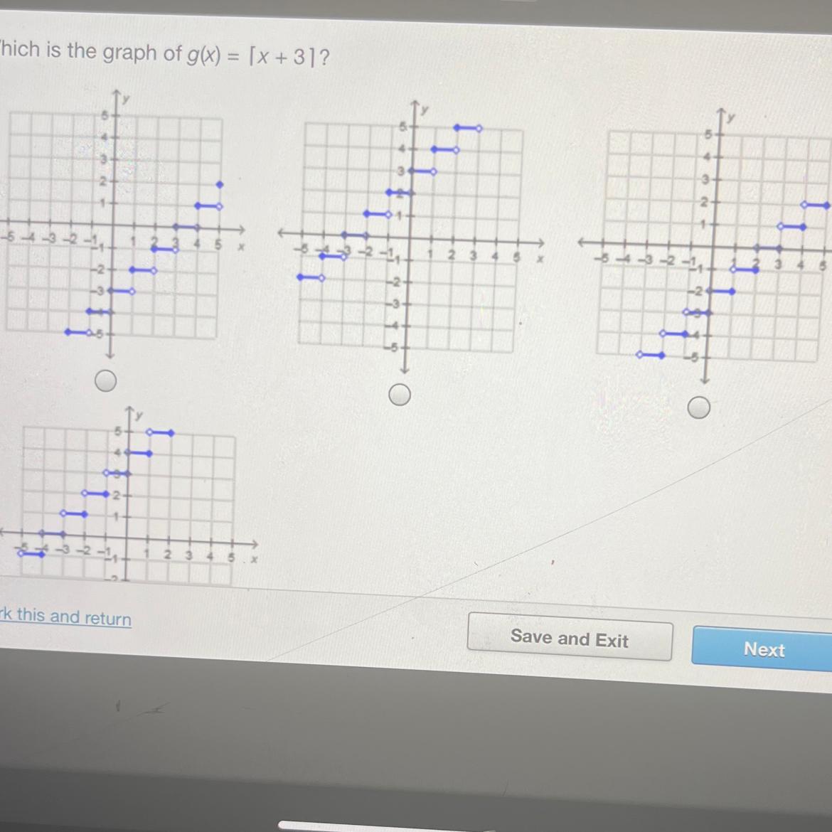 Which is the graph of g(x) = [x + 3]?