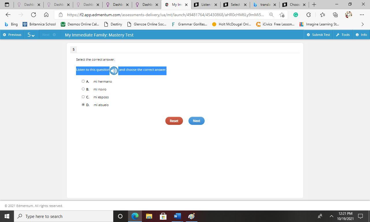 Listen to this question and choose the correct answer.