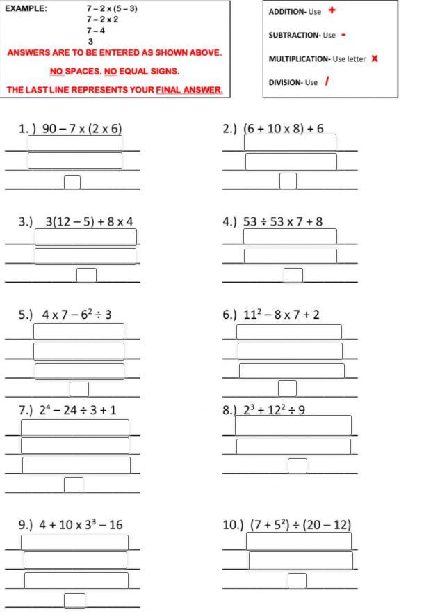 order of operations algebra