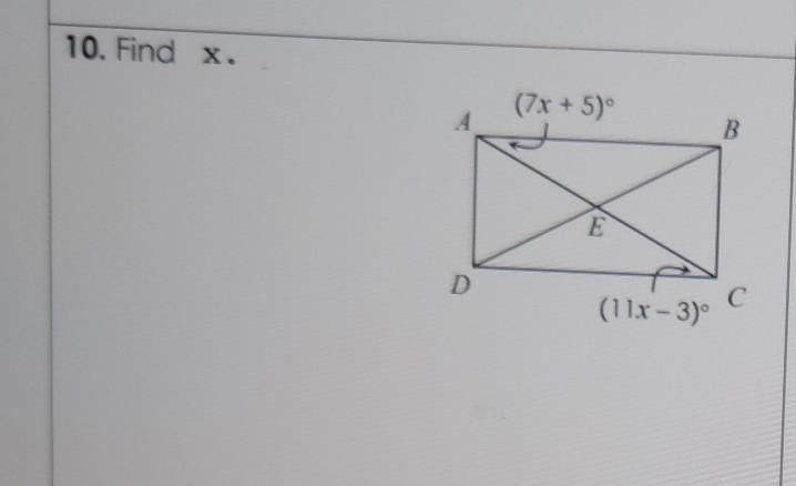10. Find x. (7x + 5) 