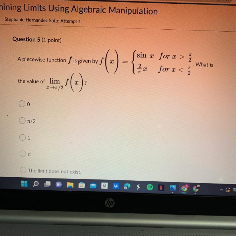 A Piecewise Function Is Given By F(x)what Is The Value Of Lim F (x)