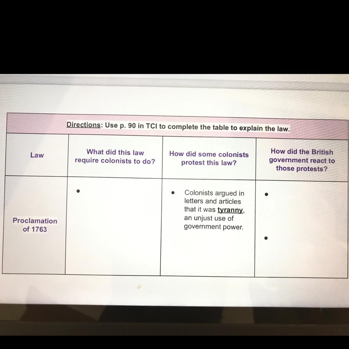help I hate history THE THEME IS PROCLAMATION OF 1763