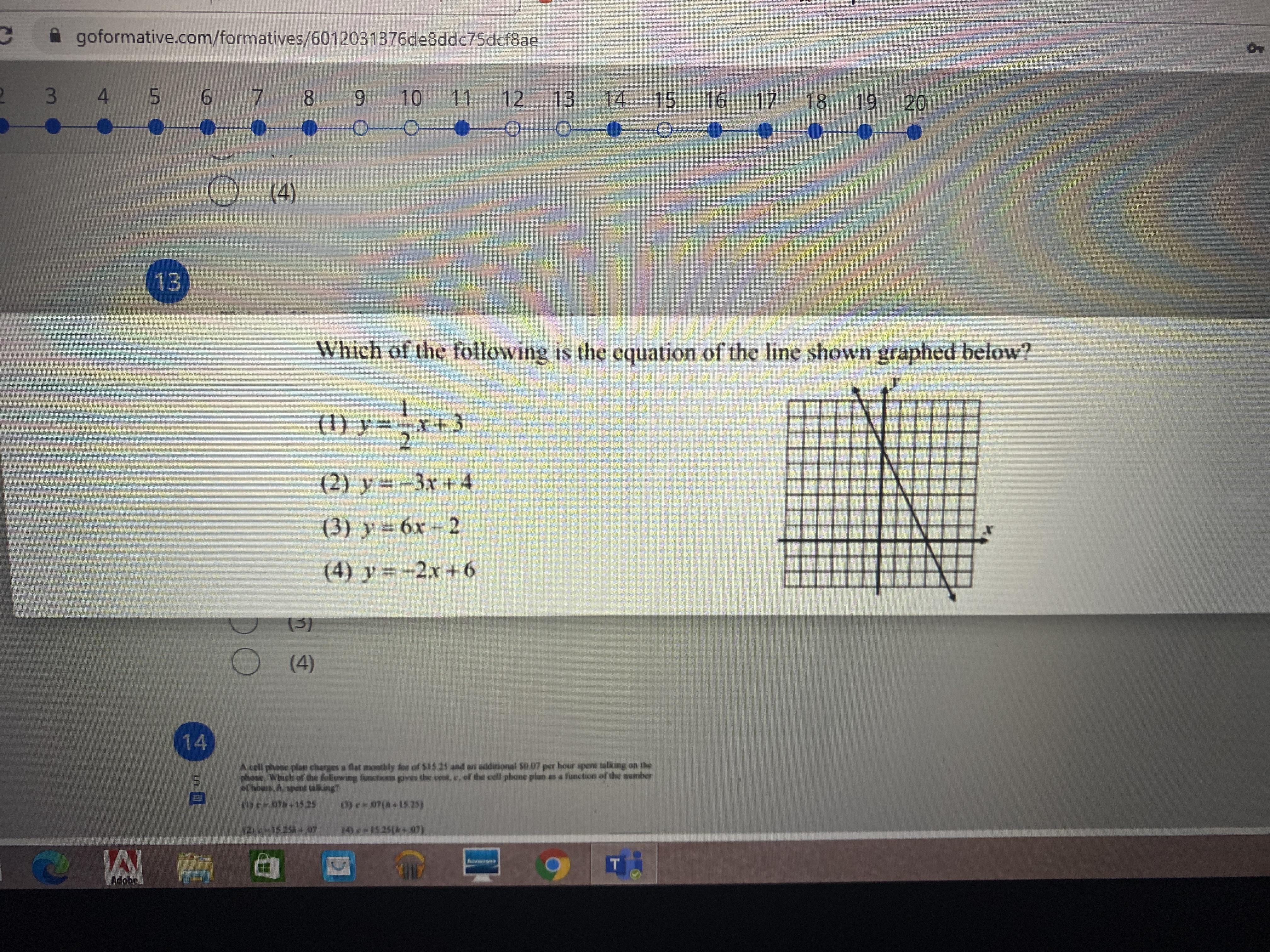 Which Of The Following Is The Equation Of The Line Shown Graphed Below?