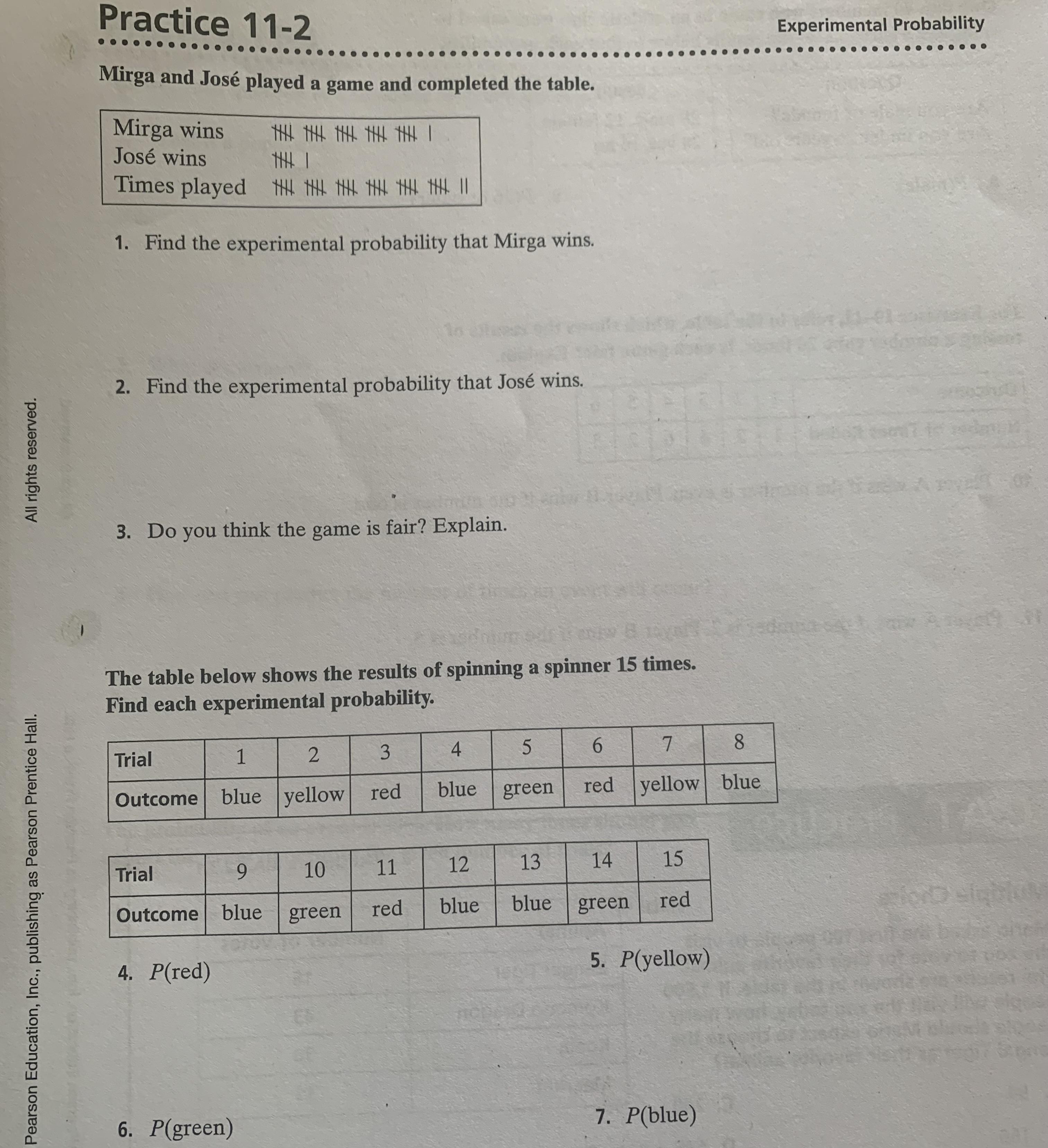 Experimental Probability (PLEASE HELP)