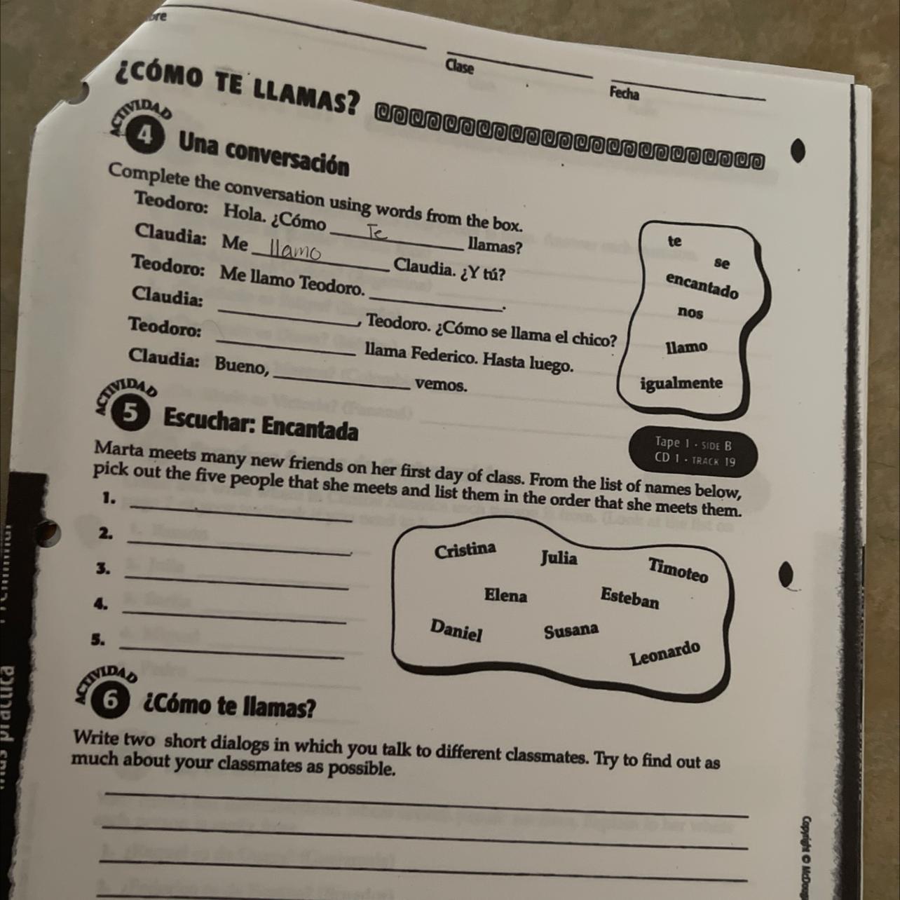 Pleaseeee Helppp Spanish Basics