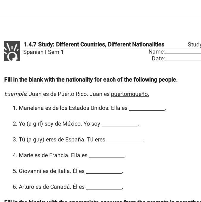 can someone fill in the blanks in spanish Plz