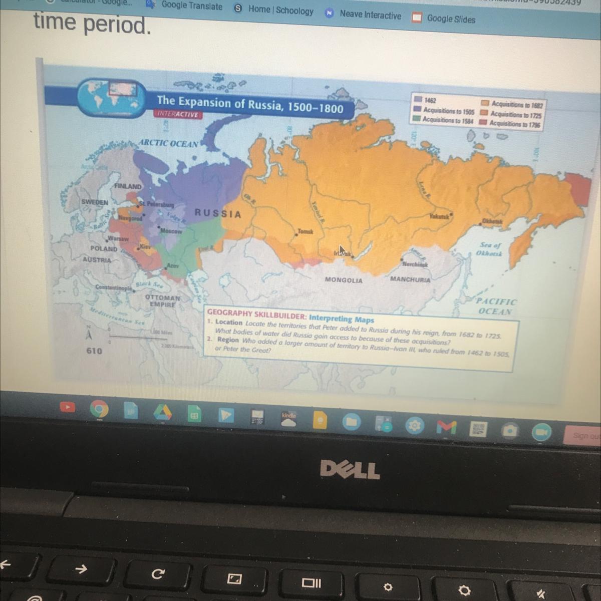 By What Year Has Russia Gained Land On The Arctic OceanA 1682 B 1796C 1584 D 1505Help Asap