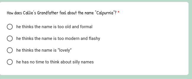 How does Callies Grandfather feel about the name Calpurnia?