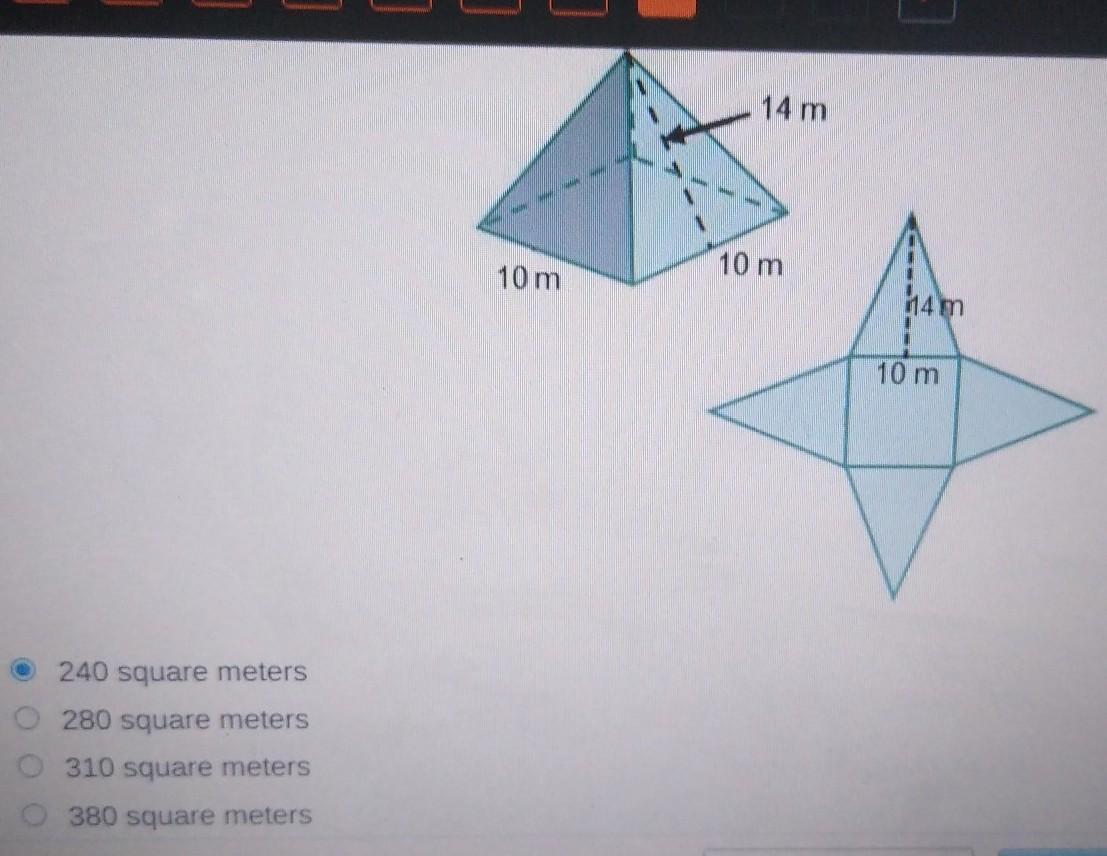 What is the total surface area of the square pyramid? 