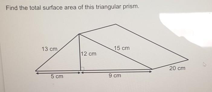 Find The Total Surface Area Of This Triangular Prism.