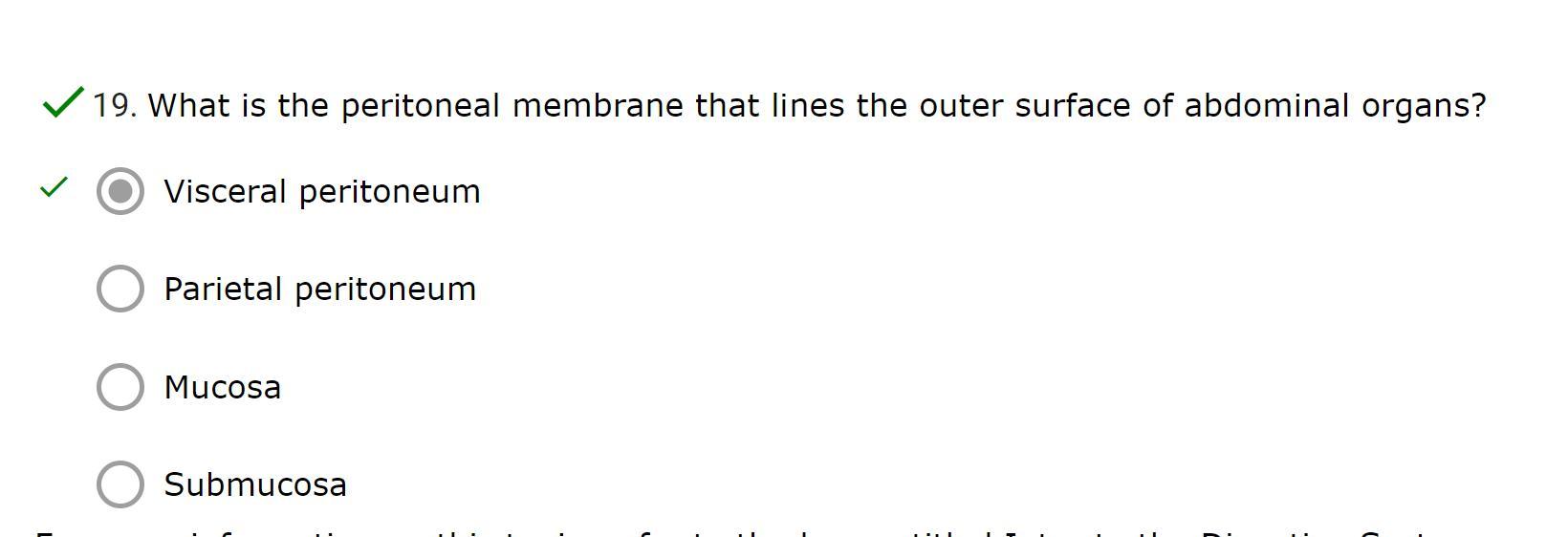 What is the peritoneal membrane that lines the outer surface of abdominal organs?