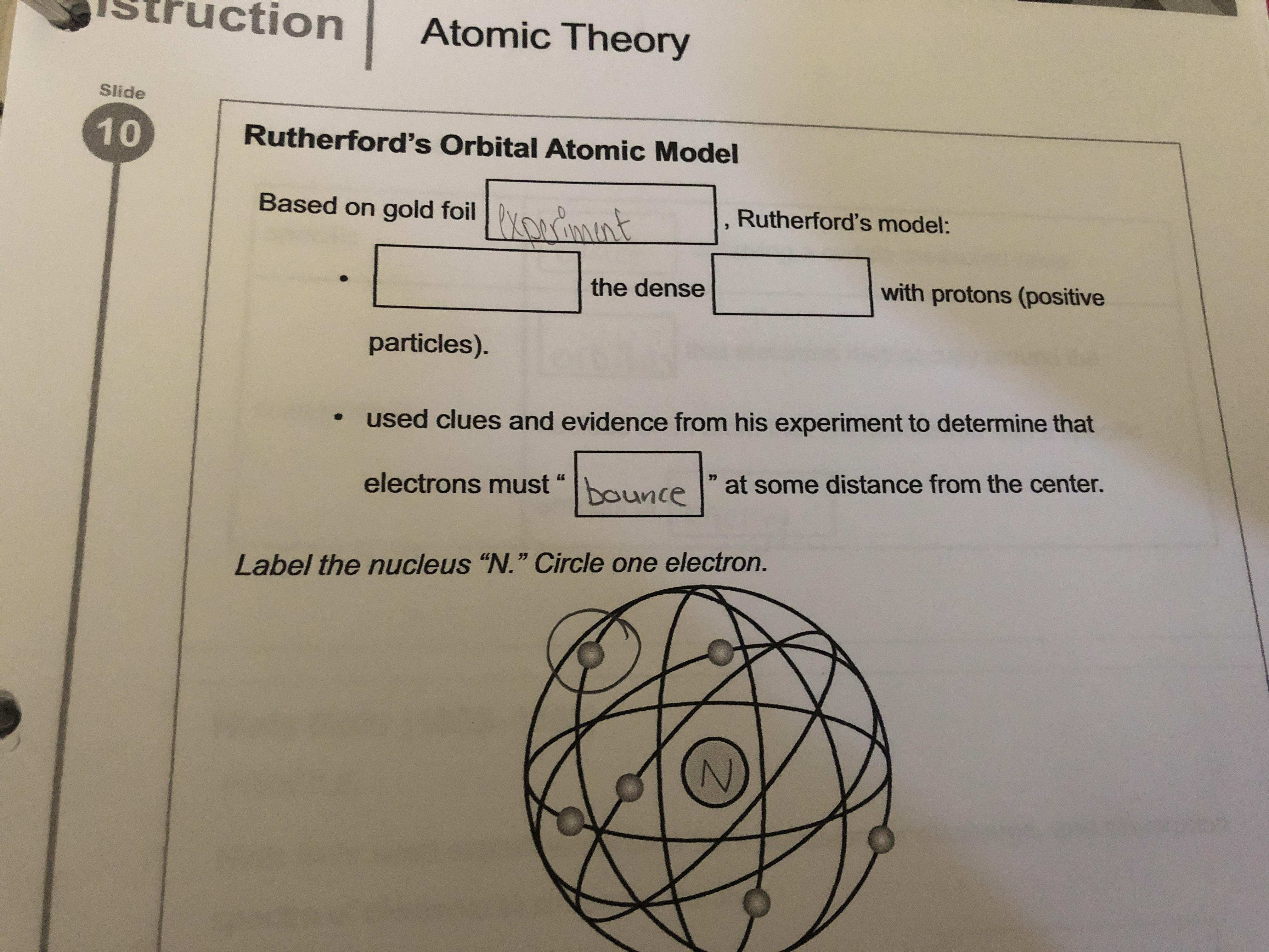 Atomic Theory Question Rutherfords Model