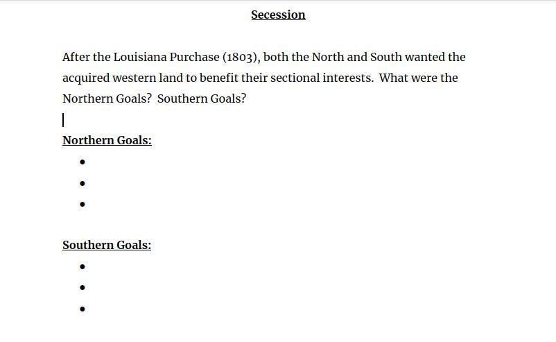 After the Louisiana Purchase (1803), both the North and South wanted the acquired western land to benefit