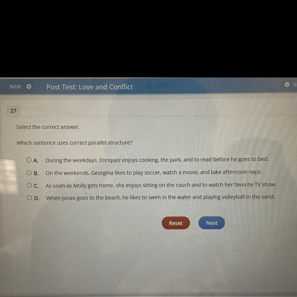 Which sentence uses correct parallel structure