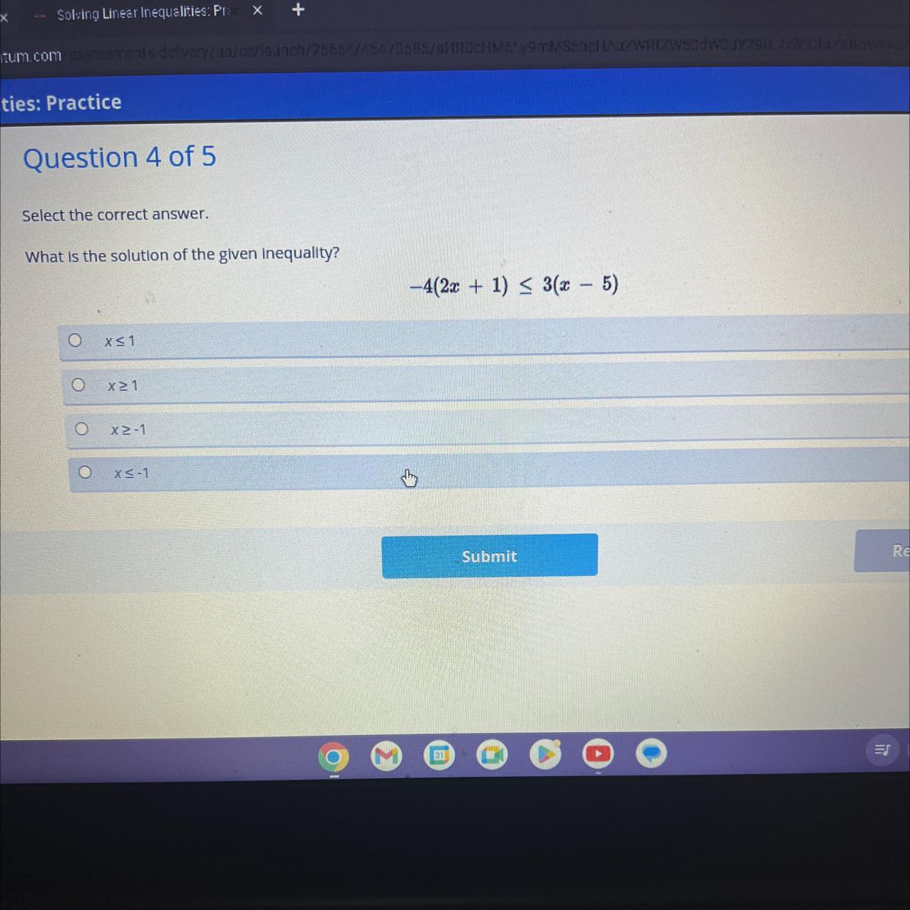 What is the solution of the given inequality?