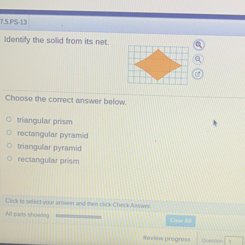 Will mark brainliest!! Identify the solid from its net triangular prism rectangular prism triangular