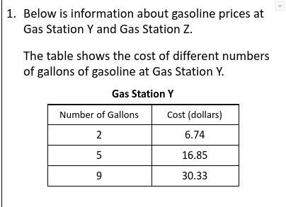 At Gas Station Z, the cost of 15 gallons of gasoline is $51.30, and the cost of 8 gallons of gasoline