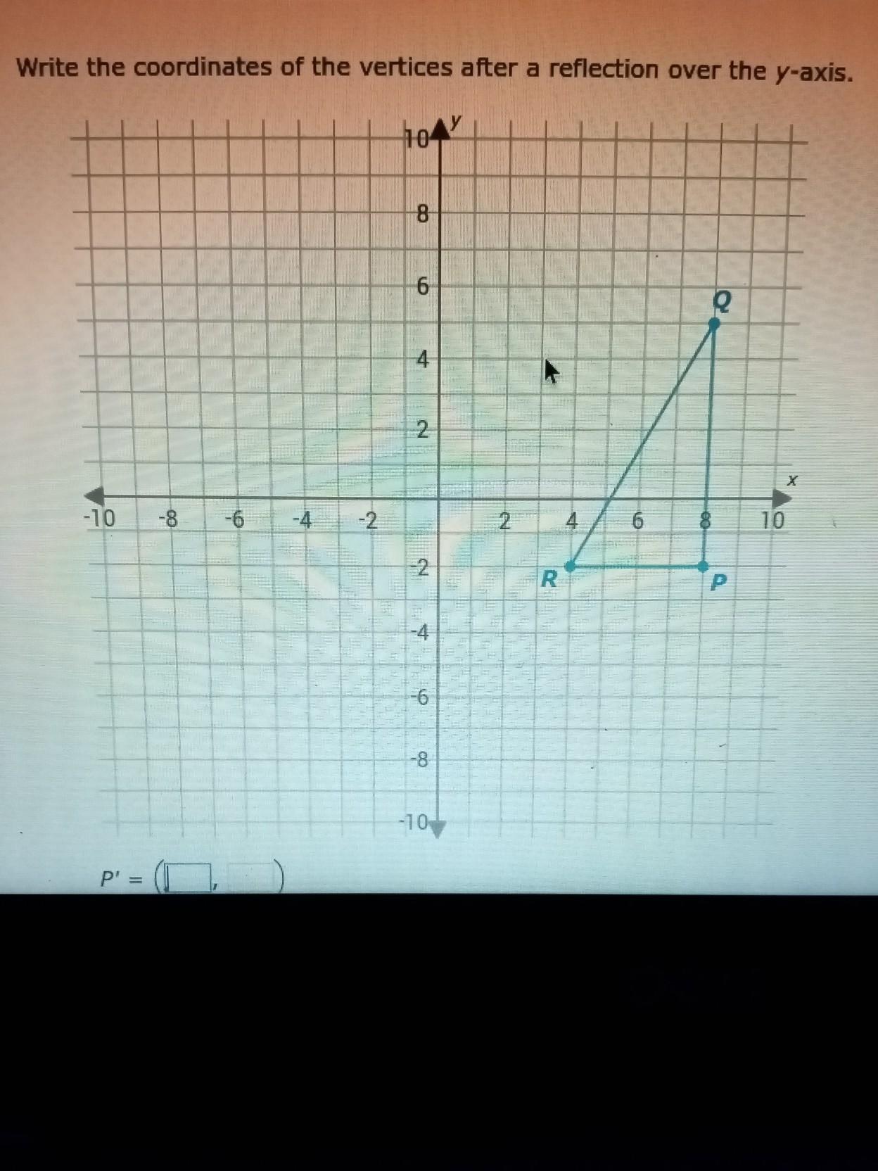 Write the coordinates of the vertices after a reflection over the y-axis.