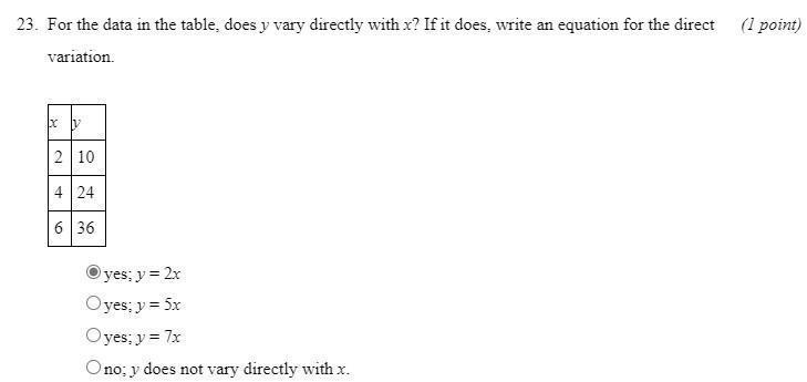 23. For The Data In The Table, Does Y Vary Directly With X? If It Does, Write An Equation For The Direct