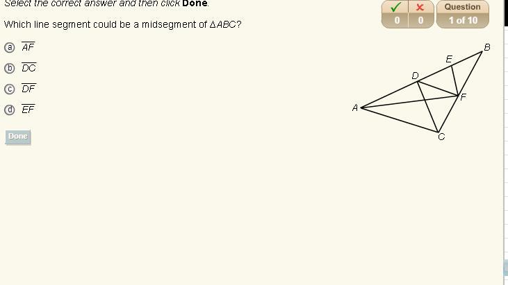 which line segment could be a midsegment of abc