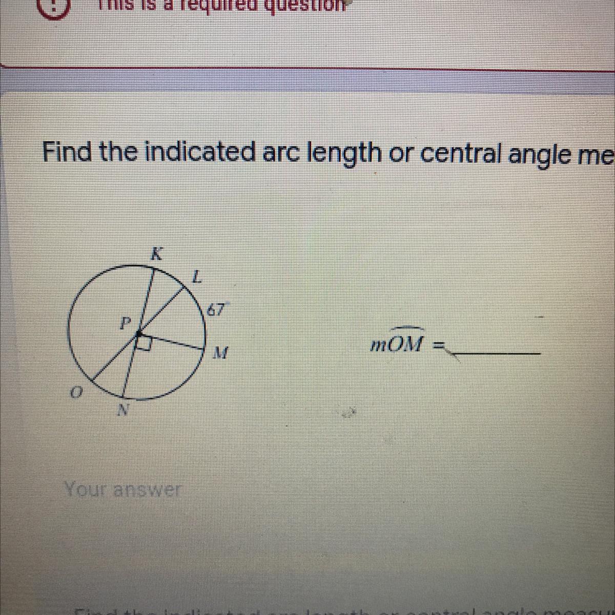 Find the central angle measure 