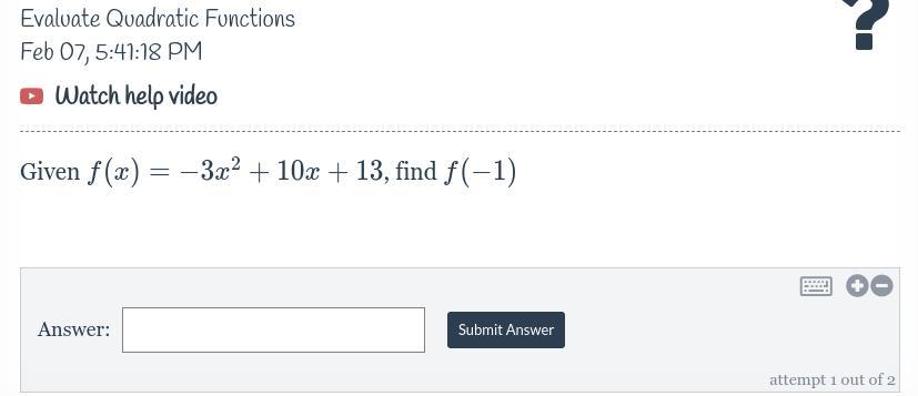 f(x)=-3x^2+10x+13, find f(-1)
