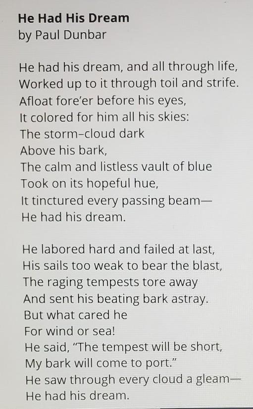 Part B Use the chart to compare the themes and tools used to develop themes in "He Had His Dream" and