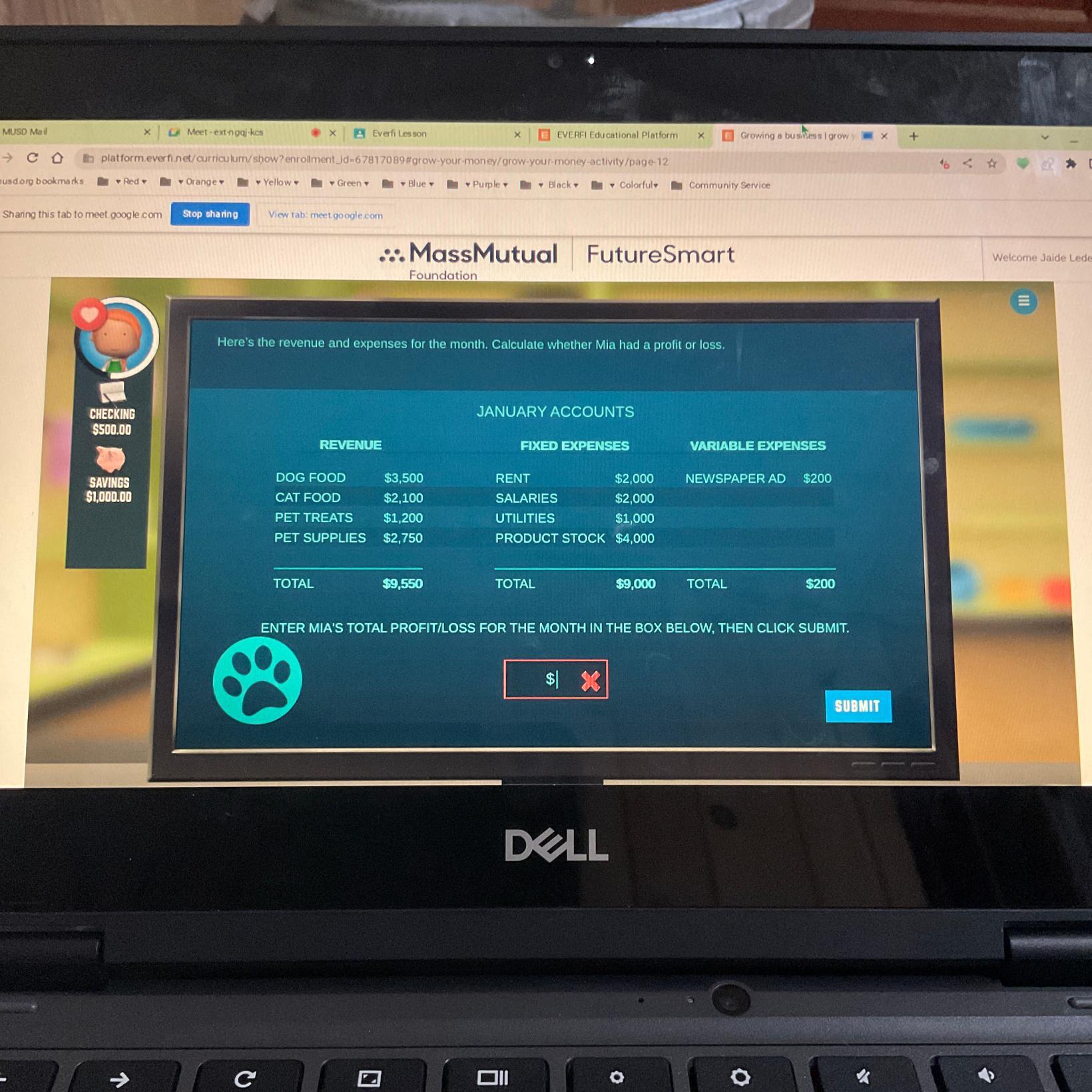 INGDOSDOHere's The Revenue And Expenses For The Month. Calculate Whether Mia Had A Profit Or Loss.REVENUEDOG