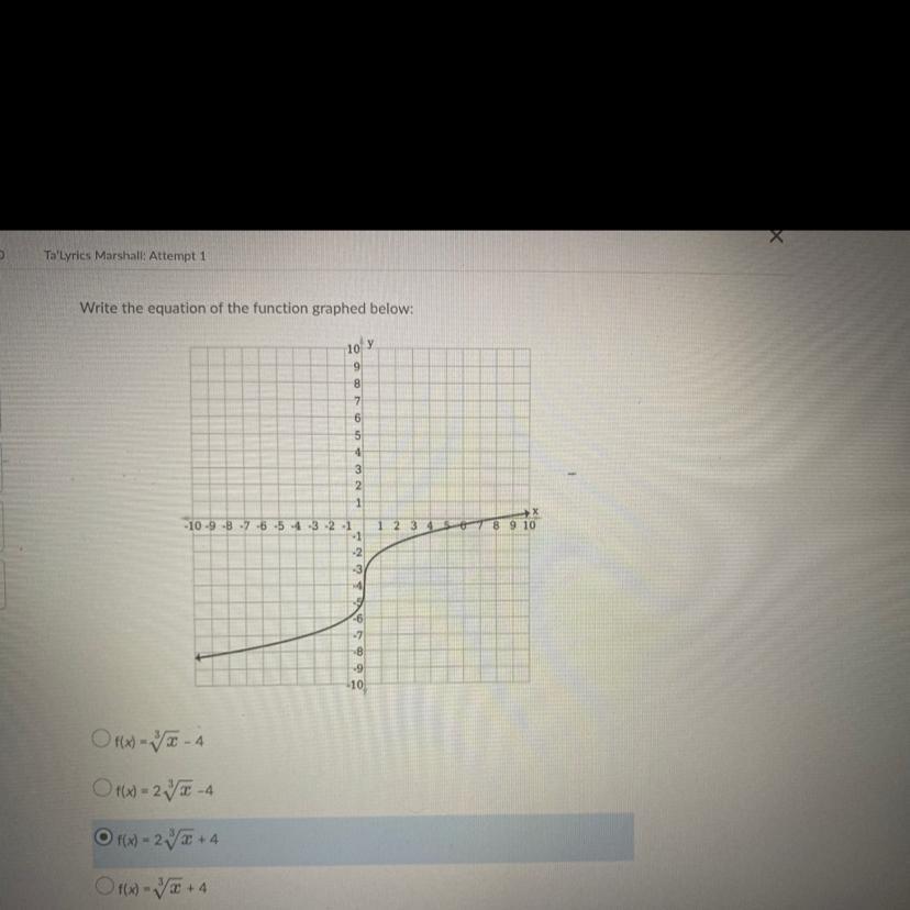 BEST ANSWER GETS BRAINLIEST !!!! Write the equation of the function graphed below:Jo/y98765432X-10 -9