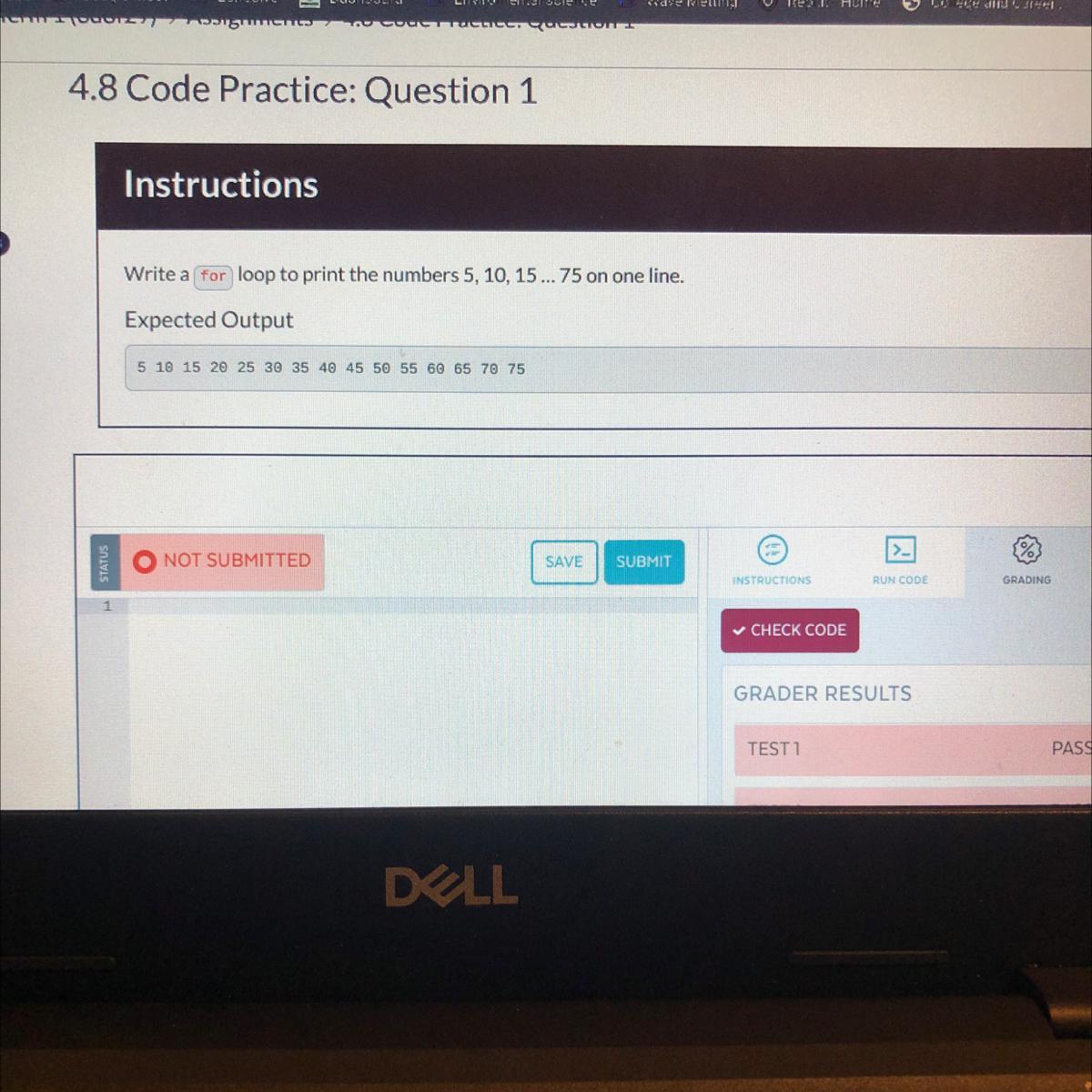 4.8 Code Practice: Question 1I need help