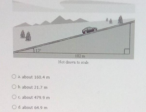 a car is traveling on a road that makes a 12 degree angle with the ground. find the height of the car