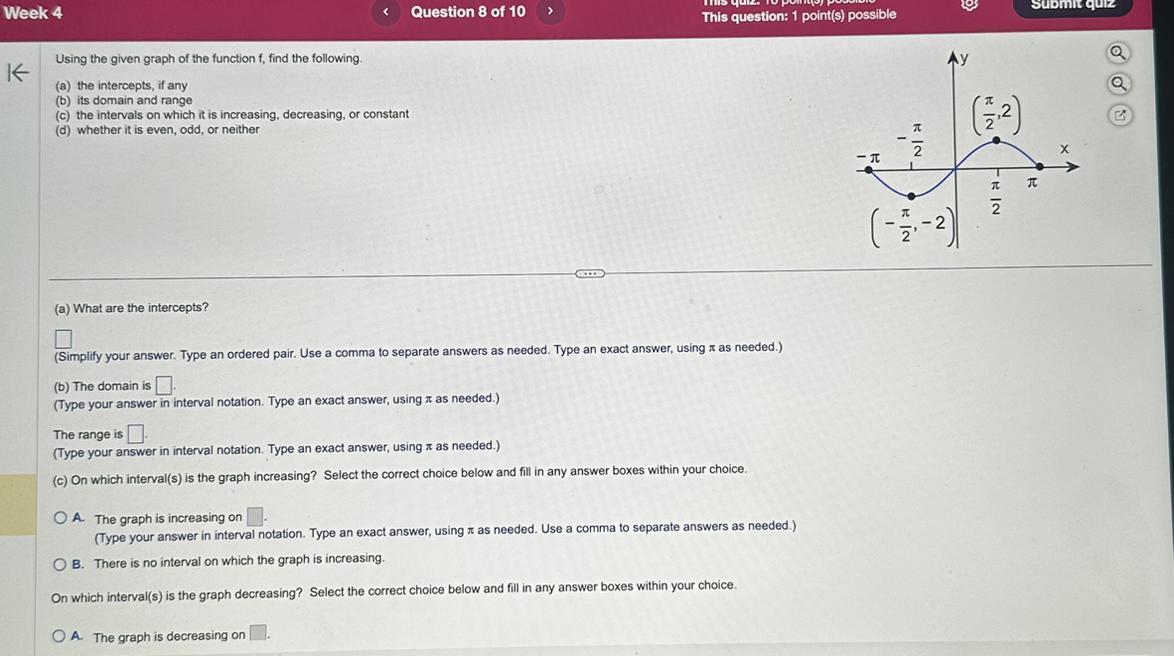 Using the graph of the function f, find the following Here is the other questions that get cut off by