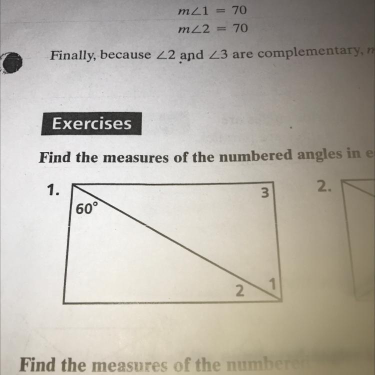 Find the measures of the numbers angles in each rectangle 