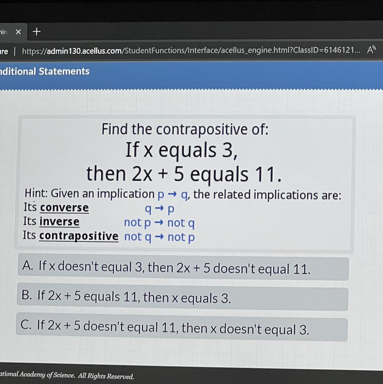 Find the contrapositive. 30 PTS