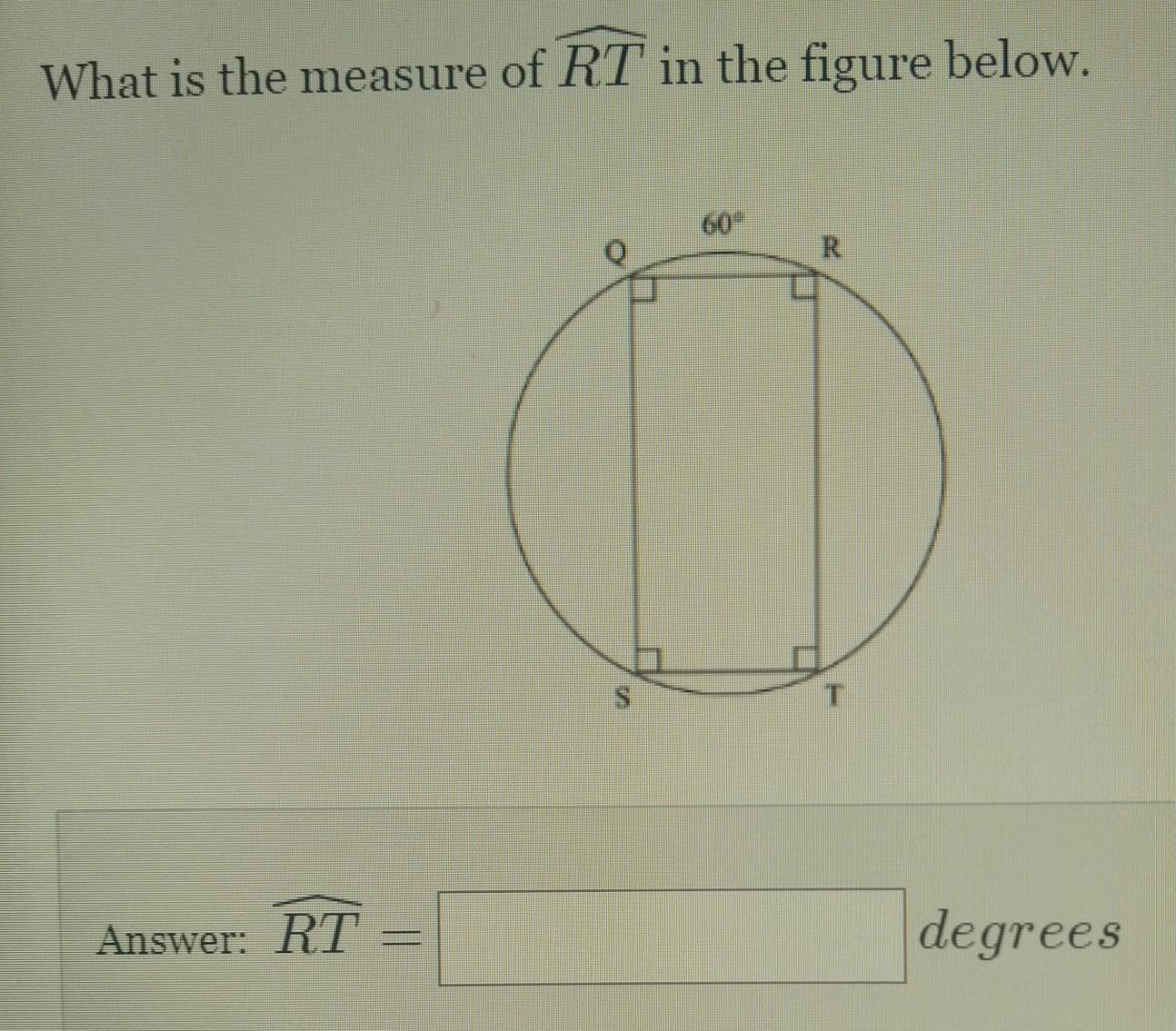 What is the measure of RT in the figure below
