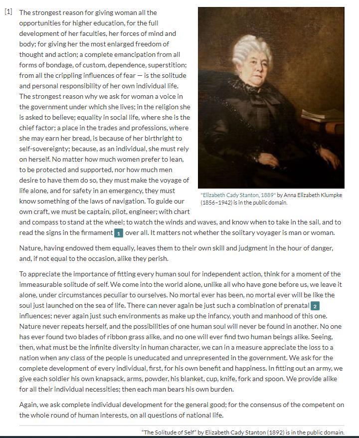 How does the author use the term "solitude" in the passage from her speech?She uses the term to highlight