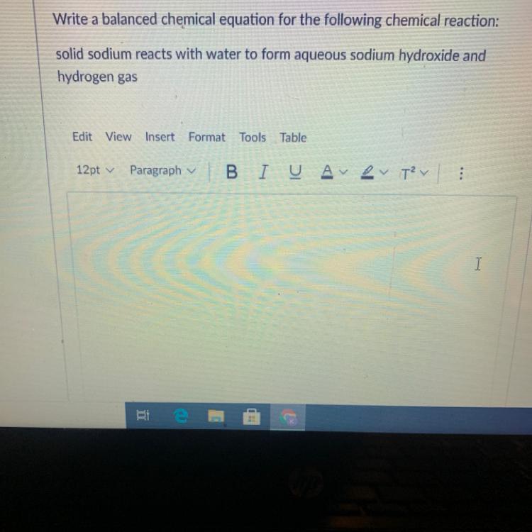 Write a balanced equation out of these chemicals