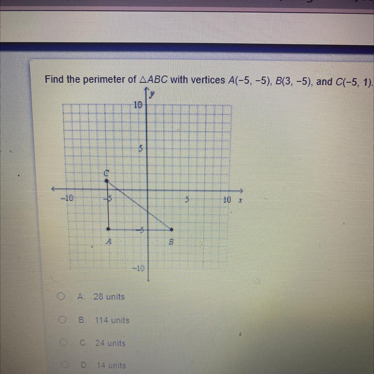 PLEASE HELP I ONLY HAVE 10 minutes !!! (will give brainliest )........Find the perimeter of AABC with