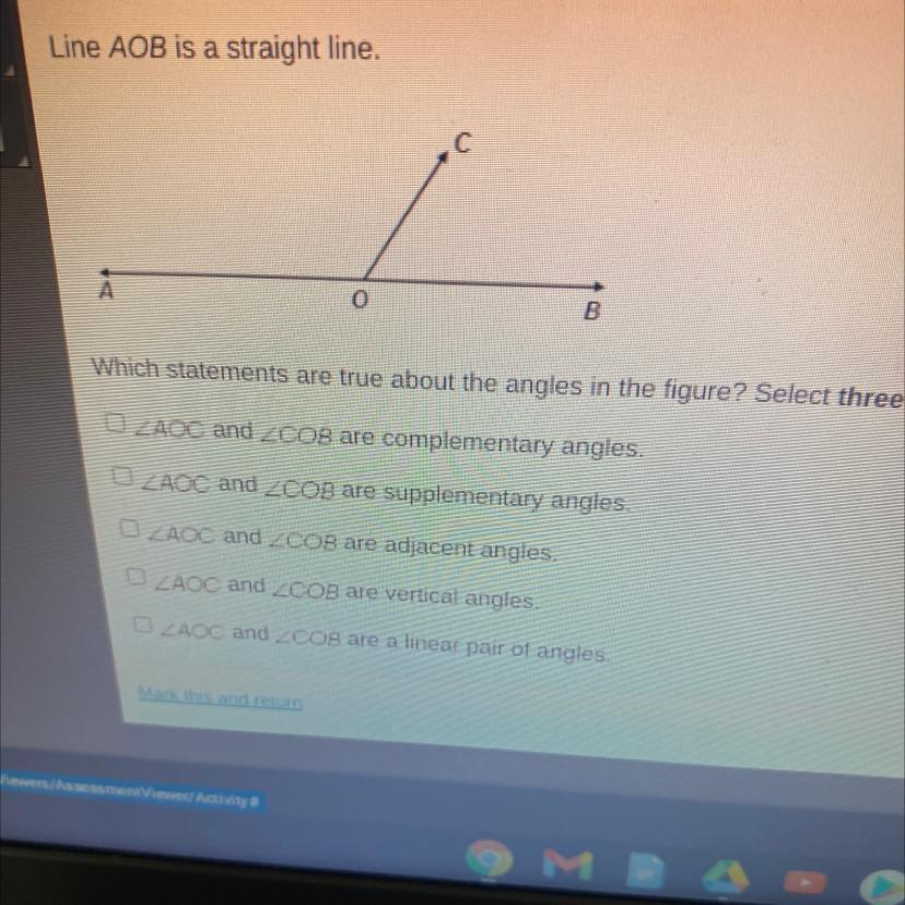Line AOB is a straight line.