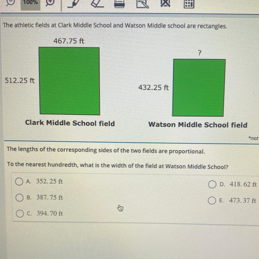 The athletic fields at Clark Middle School and Watson Middle school are rectangles.467.75 ft?512.25 ft432.25