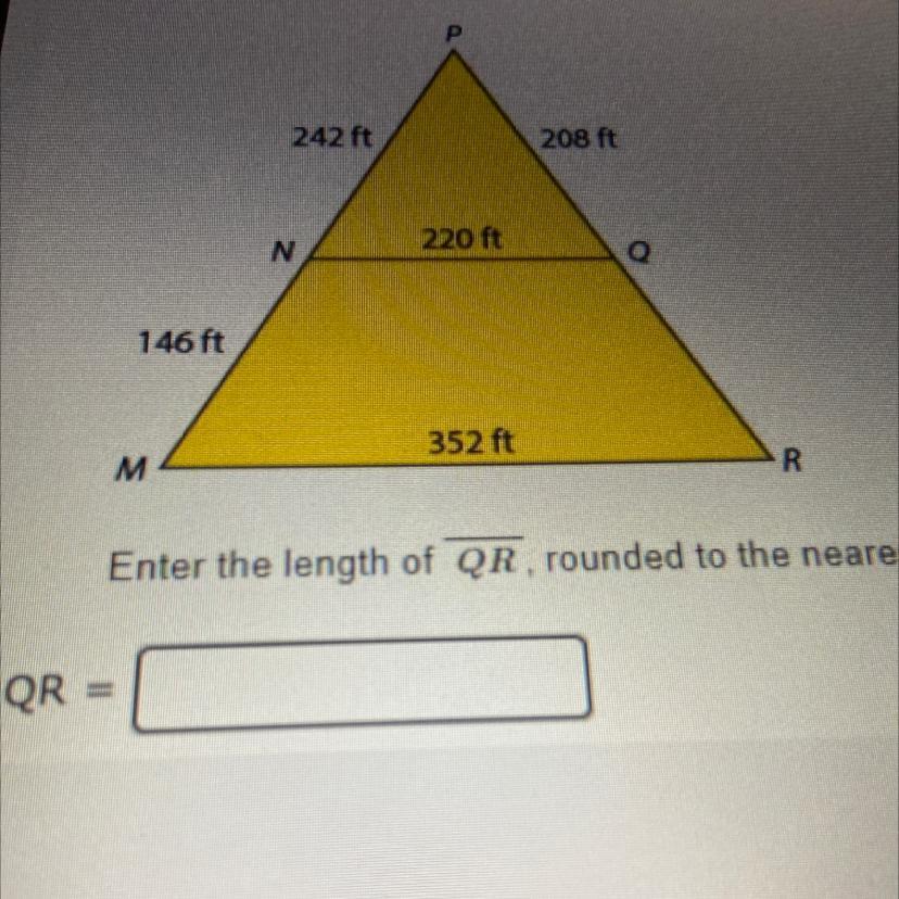 EMERGENCY PLS HELP: Enter the length of QR, rounded to the nearest foot.
