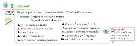 Please Help Spanish2 Il Give You 15 Points!!u Have To Us E Paste Tense Ar Verbs