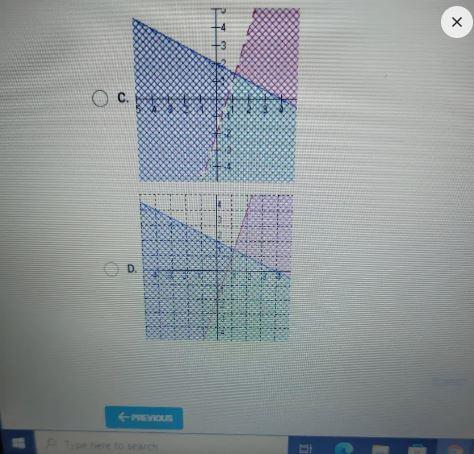 Which of the following is the solution to the following system of inequalities?Let the green region represent