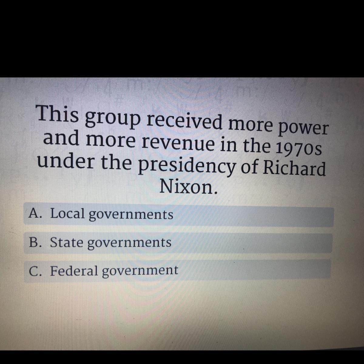 Thisgroupreceived more powerand more revenue in the 1970sunder the presidency of RichardNixon.