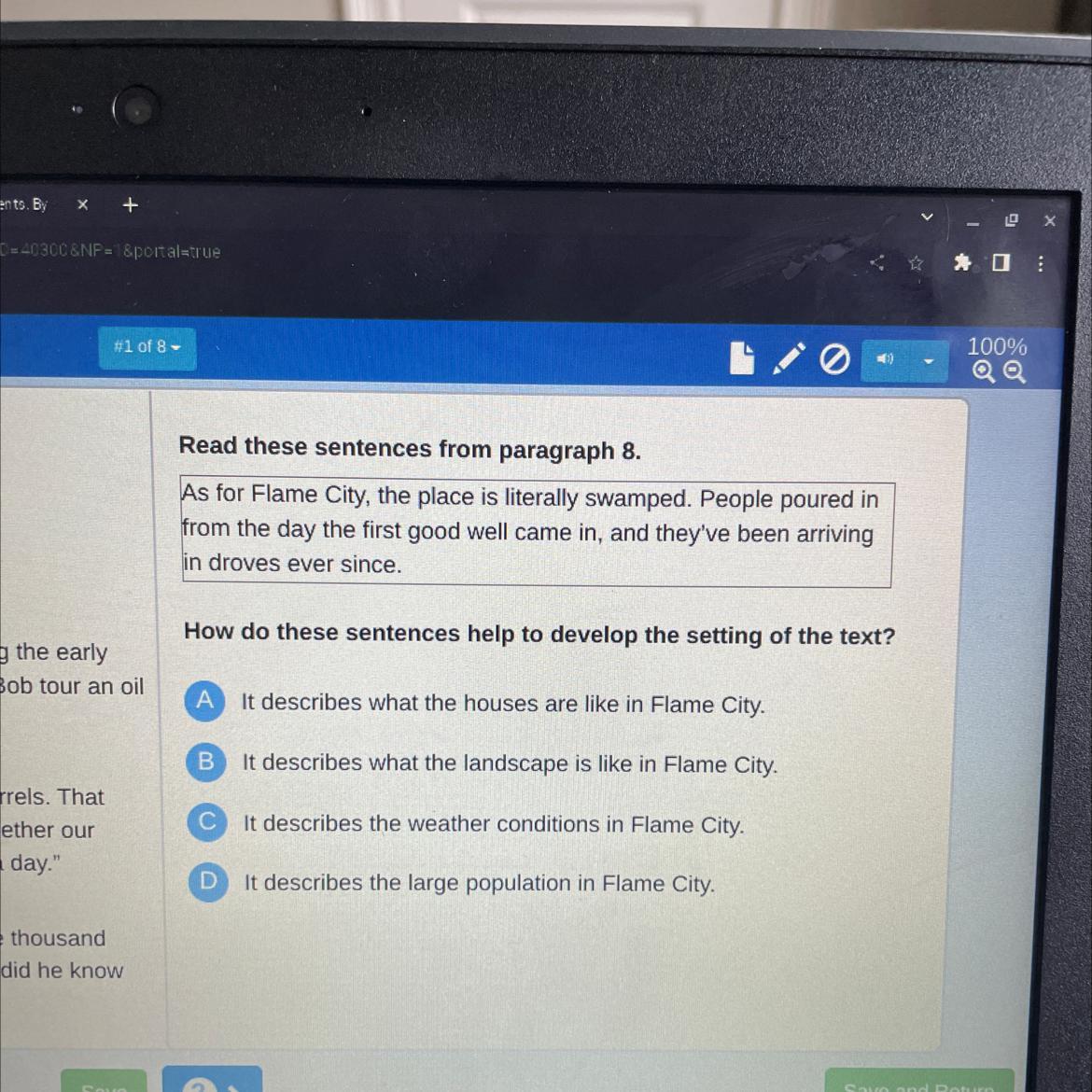  How do these sentences help to develop the setting of the text?
