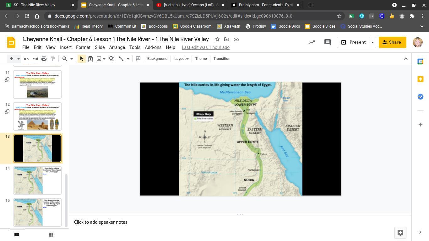 describe the relative locations of Upper Egypt and Lower Egypt