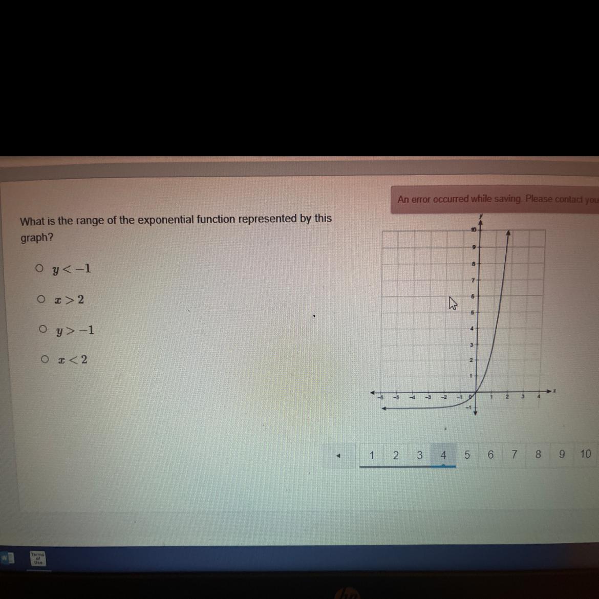 What is the range of the exponential function represented by this graph