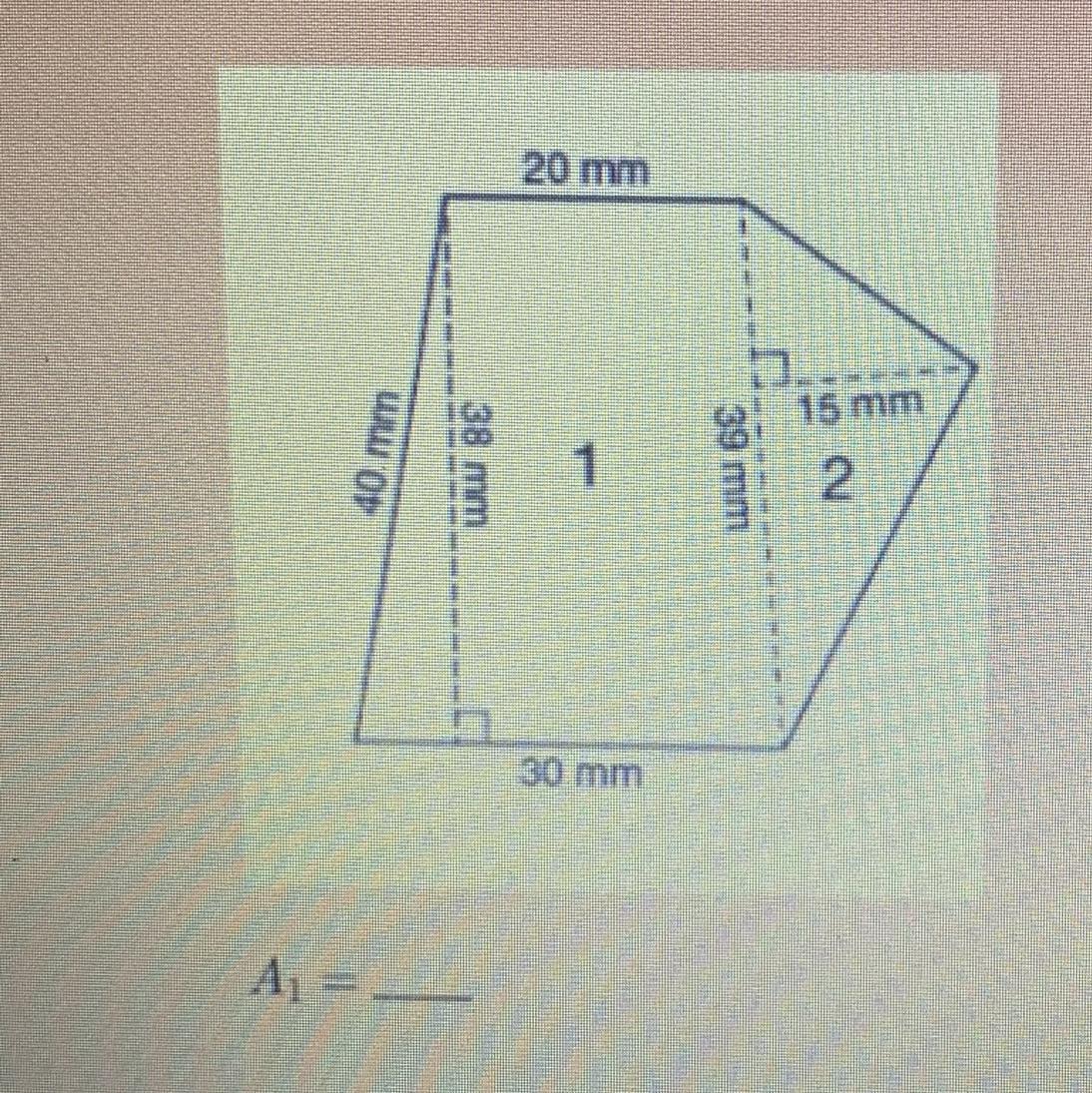 Find the area of region 1 of the composite figure: